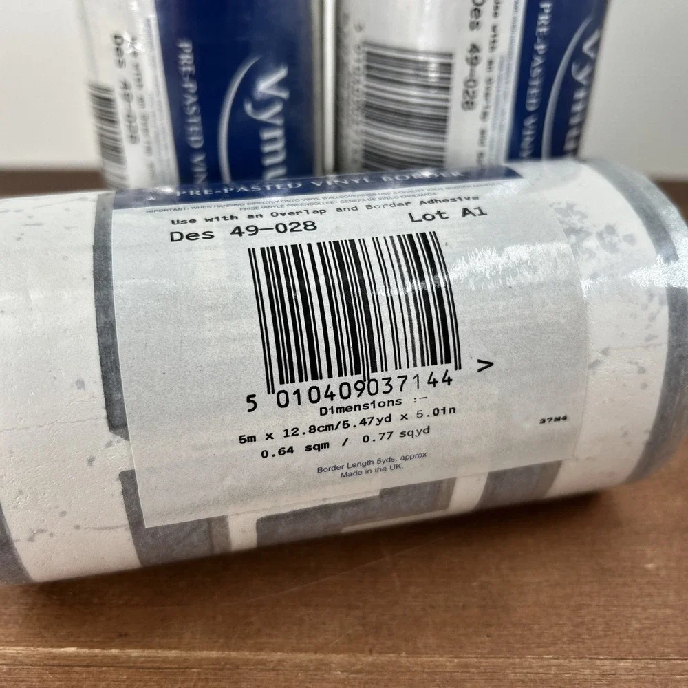 Set of 3, Vymura Pre-Pasted‎ Vinyl Border, Des 49-028 Lot A1, 5.47yd X 5.01in